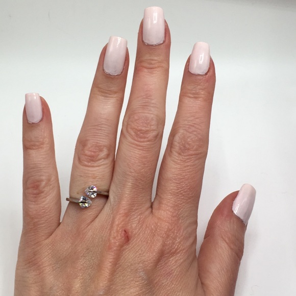 14k white gold diamond heart ring wedding - Picture 6 of 8